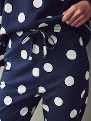 Navy Blue Spot 100% Cotton Long Sleeve Pyjamas - Image 5 of 10