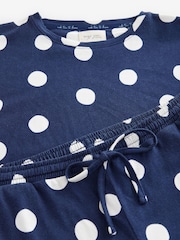 Navy Blue Spot 100% Cotton Long Sleeve Pyjamas - Image 9 of 10