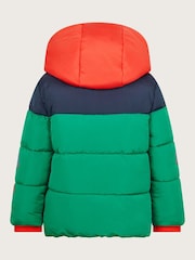 Monsoon Green Colourblock Hooded Puffer Jacket - Image 2 of 3