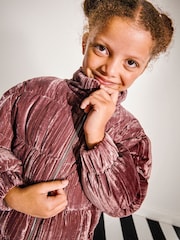 Monsoon Pink Crushed Velvet Puffer Jacket - Image 2 of 4