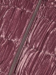 Monsoon Pink Crushed Velvet Puffer Jacket - Image 4 of 4