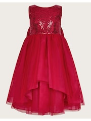 Monsoon Red Olivia Sequin Organza Dress - Image 1 of 7