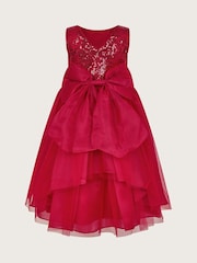 Monsoon Red Olivia Sequin Organza Dress - Image 6 of 7