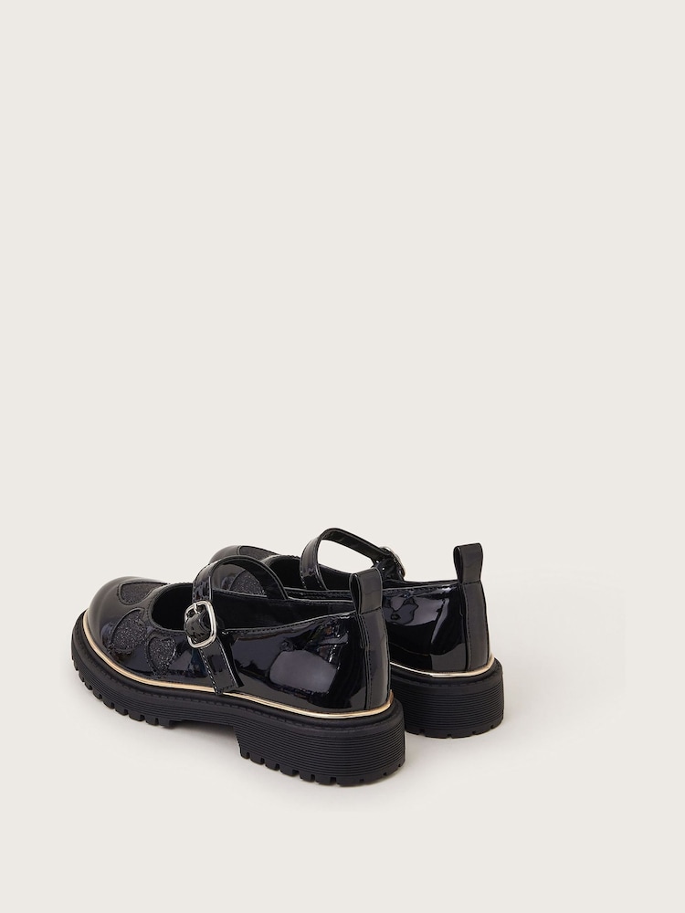 Monsoon Black Glitter Heart Chunky Mary Jane Shoes - Image 2 of 2