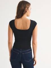Abercrombie & Fitch Black Cotton Modal Reversible Scoopneck Top - Image 5 of 6