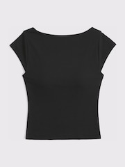 Abercrombie & Fitch Black Cotton Modal Reversible Scoopneck Top - Image 6 of 6