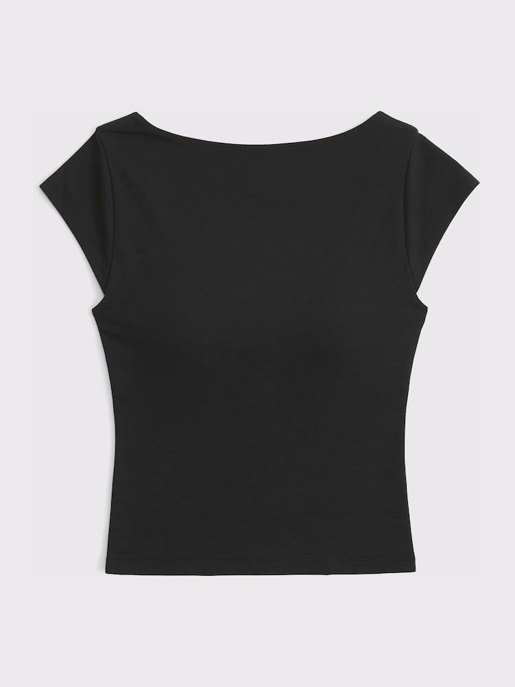 Abercrombie & Fitch Black Cotton Modal Reversible Scoopneck Top - Image 6 of 6 Abercrombie & Fitch Black Cotton Modal Reversible Scoopneck Top - Image 6 of 6