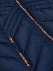 Monsoon Blue Padded Faux Fur Trim Hood Coat - Image 3 of 3