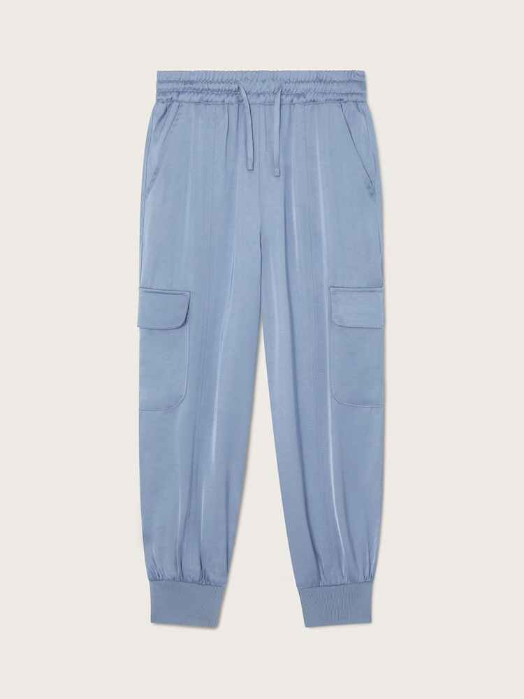 Monsoon Blue Satin Cargo Trousers - Image 2 of 4