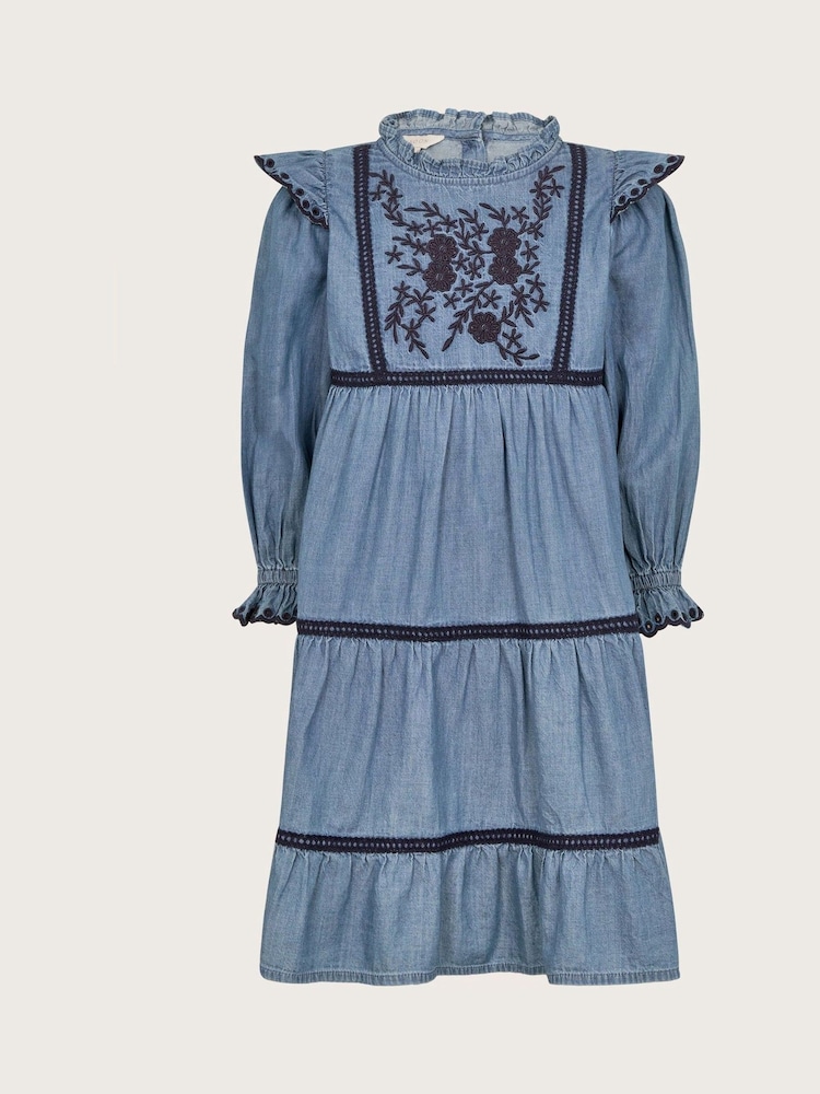 Monsoon – Chambray – Heritage-Kleid mit Stickerei aus 100 % Baumwolle - Bild 1 von 3