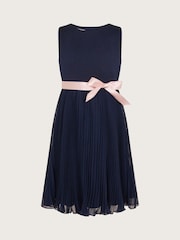 Monsoon Blue Sally Scuba Pleated Dress - Image 1 of 3