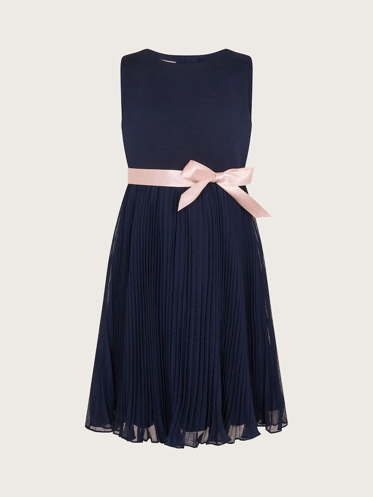 Monsoon Blue Sally Scuba Pleated Dress - Image 1 of 3