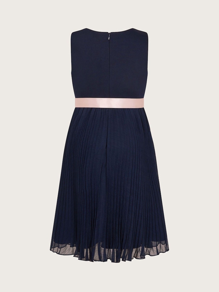 Monsoon Blue Sally Scuba Pleated Dress - Image 2 of 3