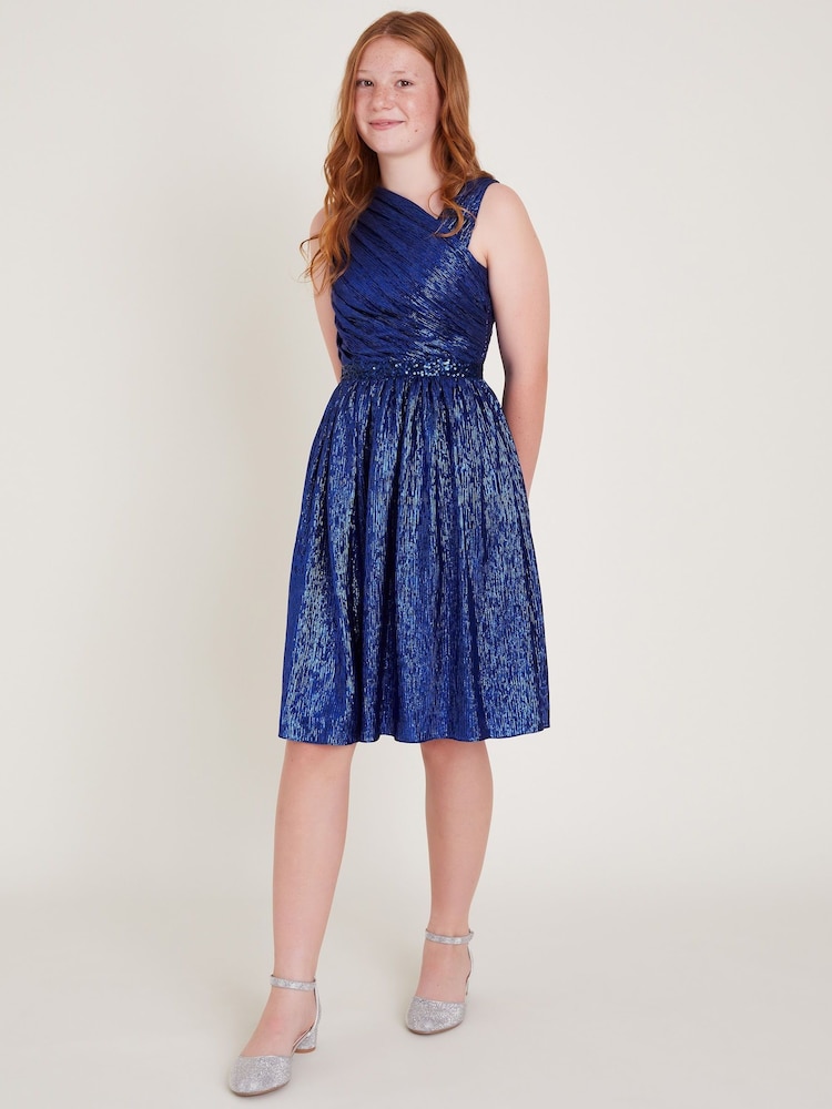 Monsoon Blue Abigail Metallic Drape Sequin Dress - Image 1 of 4