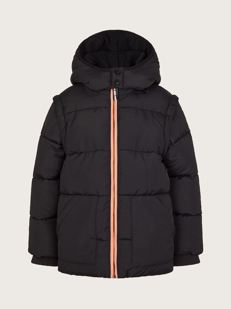 Monsoon Black Detachable Sleeve and Hood Padded Coat - Image 1 of 3