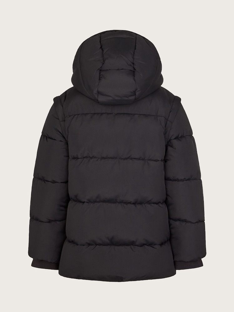 Monsoon Black Detachable Sleeve and Hood Padded Coat - Image 2 of 3