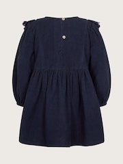 Monsoon Blue Baby Floral Embroidered Corduroy 100% Cotton Dress - Image 2 of 2