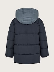 Monsoon Blue Houndstooth Hood Puffer Coat - Image 2 of 3