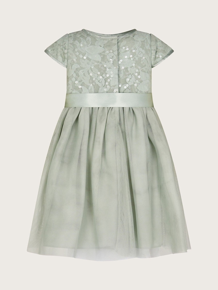 Monsoon Green Baby Lacey Sequin Dress - Image 2 of 3