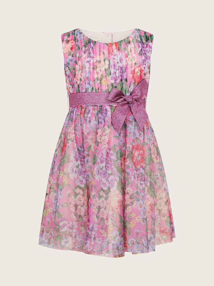 Monsoon Pink Baby Sleeveless Floral Tulle Dress - Image 1 of 3 Monsoon Pink Baby Sleeveless Floral Tulle Dress - Image 1 of 3