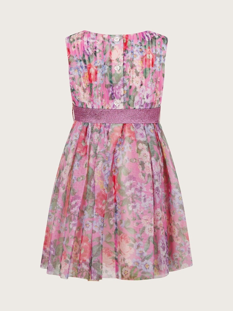 Monsoon Pink Baby Sleeveless Floral Tulle Dress - Image 2 of 3 Monsoon Pink Baby Sleeveless Floral Tulle Dress - Image 2 of 3