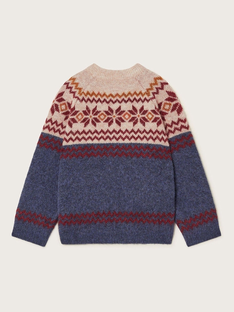Monsoon Blue Fair Isle Pattern Crew Neck Jumper - Image 2 of 3