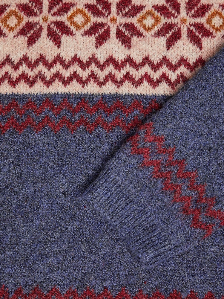 Monsoon Blue Fair Isle Pattern Crew Neck Jumper - Image 3 of 3