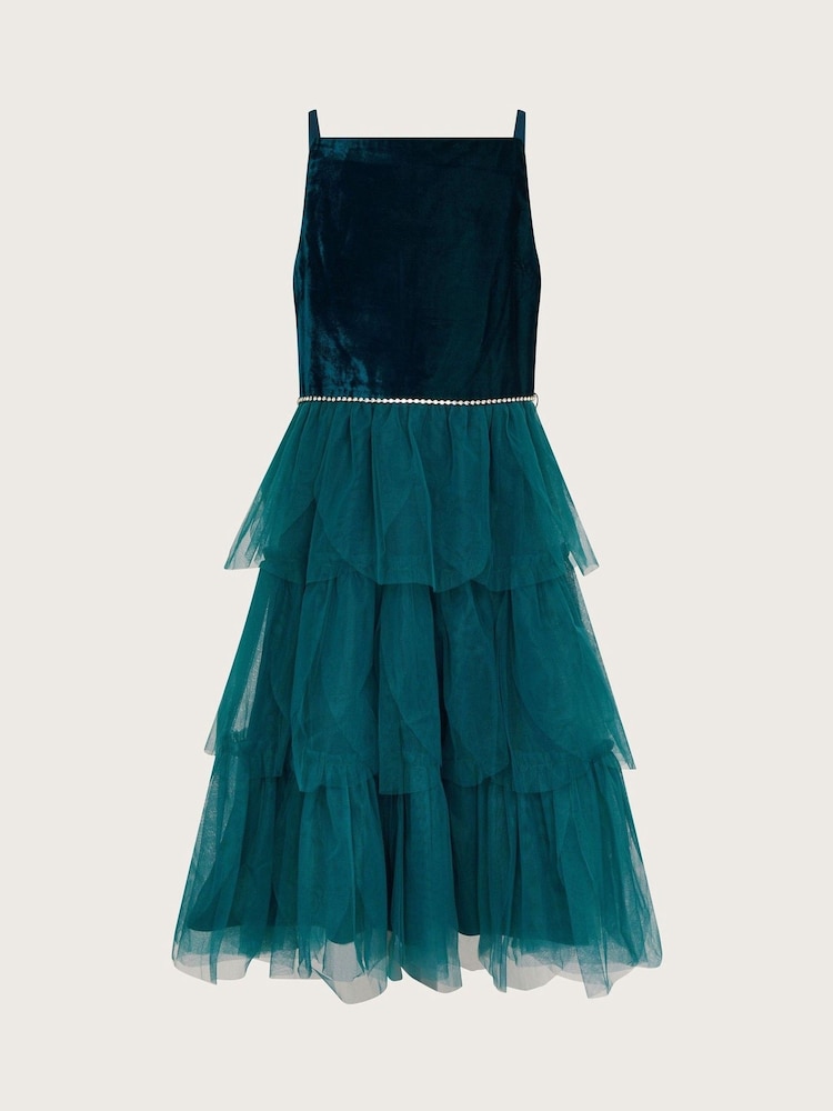 Monsoon Blue Gulia Velour Tulle Dress - Image 2 of 3