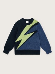 Monsoon Blue Lightning Bolt Intarsia Jumper - Image 1 of 3