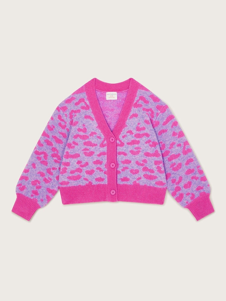 Monsoon Pink Leopard Print Cardigan - Image 1 of 3