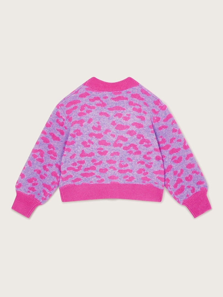 Monsoon Pink Leopard Print Cardigan - Image 2 of 3 Monsoon Pink Leopard Print Cardigan - Image 2 of 3