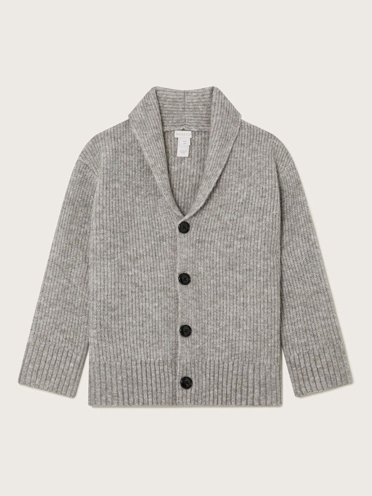 Monsoon Grey Shawl Collar Chunky 100% Cotton Cardigan - Image 1 of 3