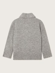 Monsoon Grey Shawl Collar Chunky 100% Cotton Cardigan - Image 2 of 3