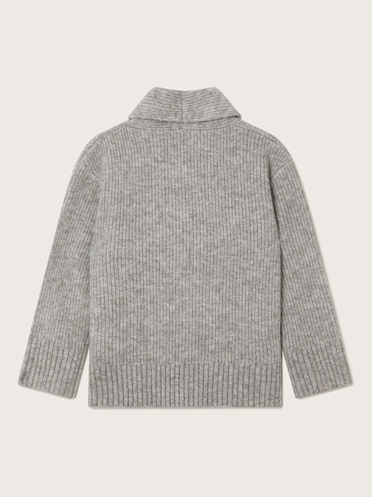 Monsoon Grey Shawl Collar Chunky 100% Cotton Cardigan - Image 2 of 3