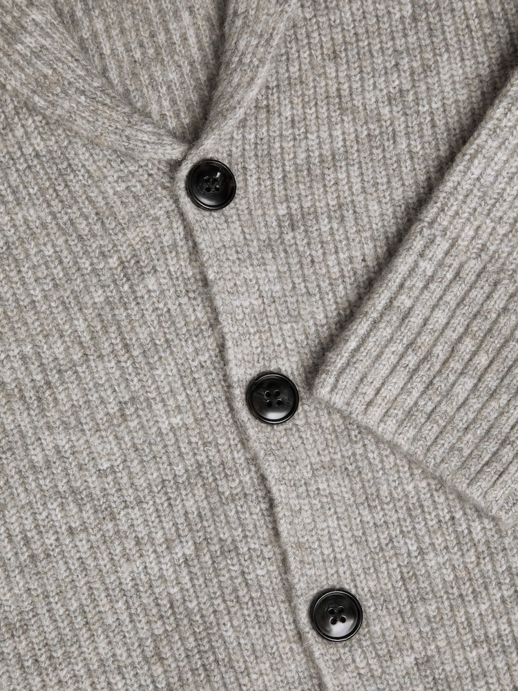 Monsoon Grey Shawl Collar Chunky 100% Cotton Cardigan - Image 3 of 3