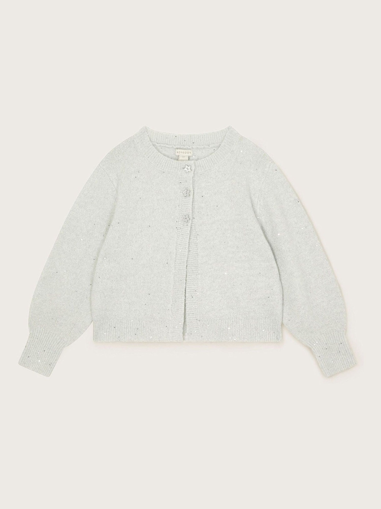 Monsoon Silver Sequin Star Button Cardigan - Image 1 of 3