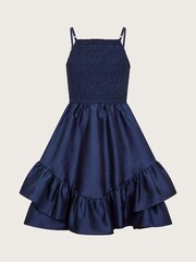 Monsoon Blue Clariska Smocked Taffeta Prom Dress - Image 2 of 3