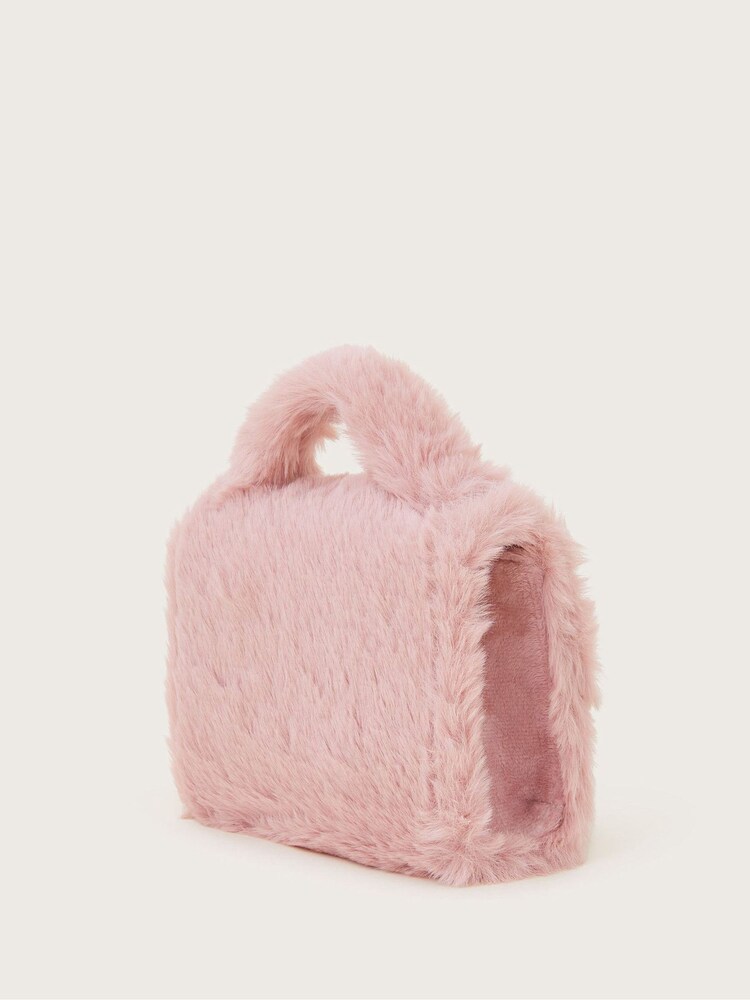 Monsoon Pink Mini Fluffy Faux Fur Handbag - Image 2 of 3 Monsoon Pink Mini Fluffy Faux Fur Handbag - Image 2 of 3