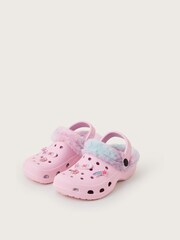 Monsoon Pink Dreamer Faux Fur Lined Rubber Clogs - Image 1 of 3