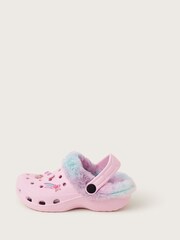 Monsoon Pink Dreamer Faux Fur Lined Rubber Clogs - Image 2 of 3