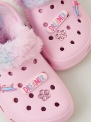 Monsoon Pink Dreamer Faux Fur Lined Rubber Clogs - Image 3 of 3