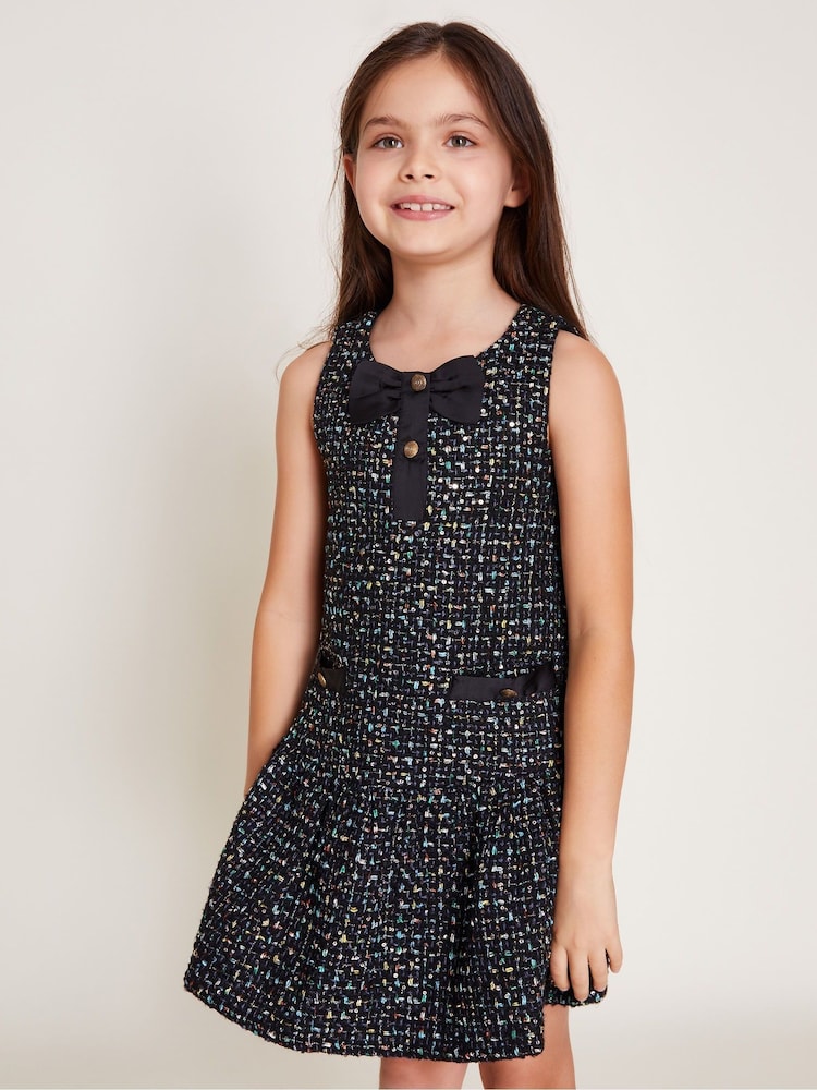 Monsoon Blue Sleeveless Tweed Pinafore Dress - Image 1 of 4 Monsoon Blue Sleeveless Tweed Pinafore Dress - Image 1 of 4