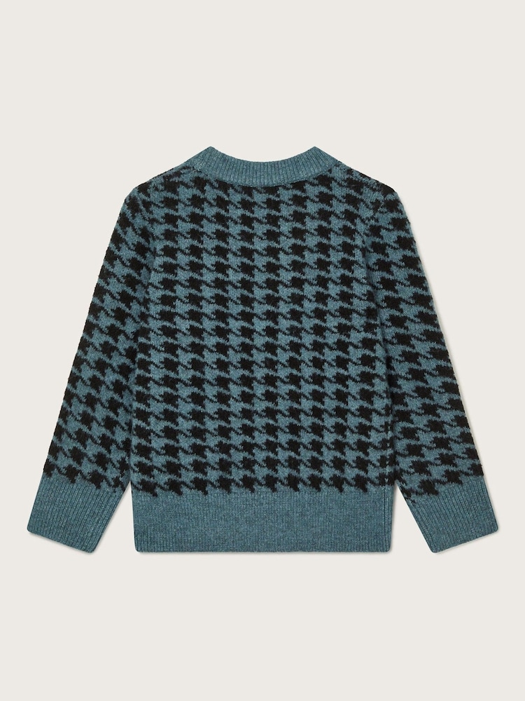 Monsoon Blue Houndstooth Crew Neck Jumper - Image 2 of 3