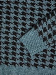 Monsoon Blue Houndstooth Crew Neck Jumper - Image 3 of 3