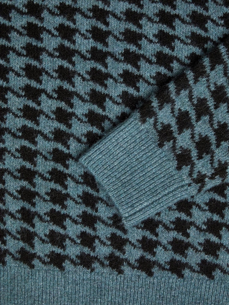 Monsoon Blue Houndstooth Crew Neck Jumper - Image 3 of 3