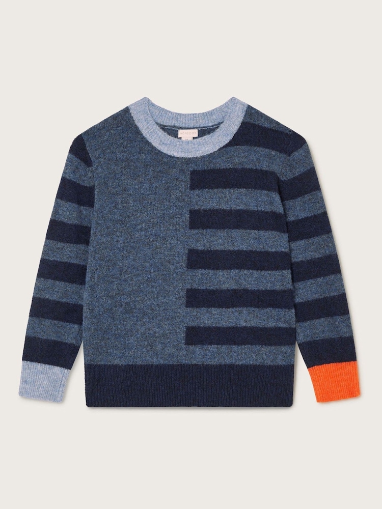 Monsoon Blue Stripe Colourblock Jumper - Image 1 of 3