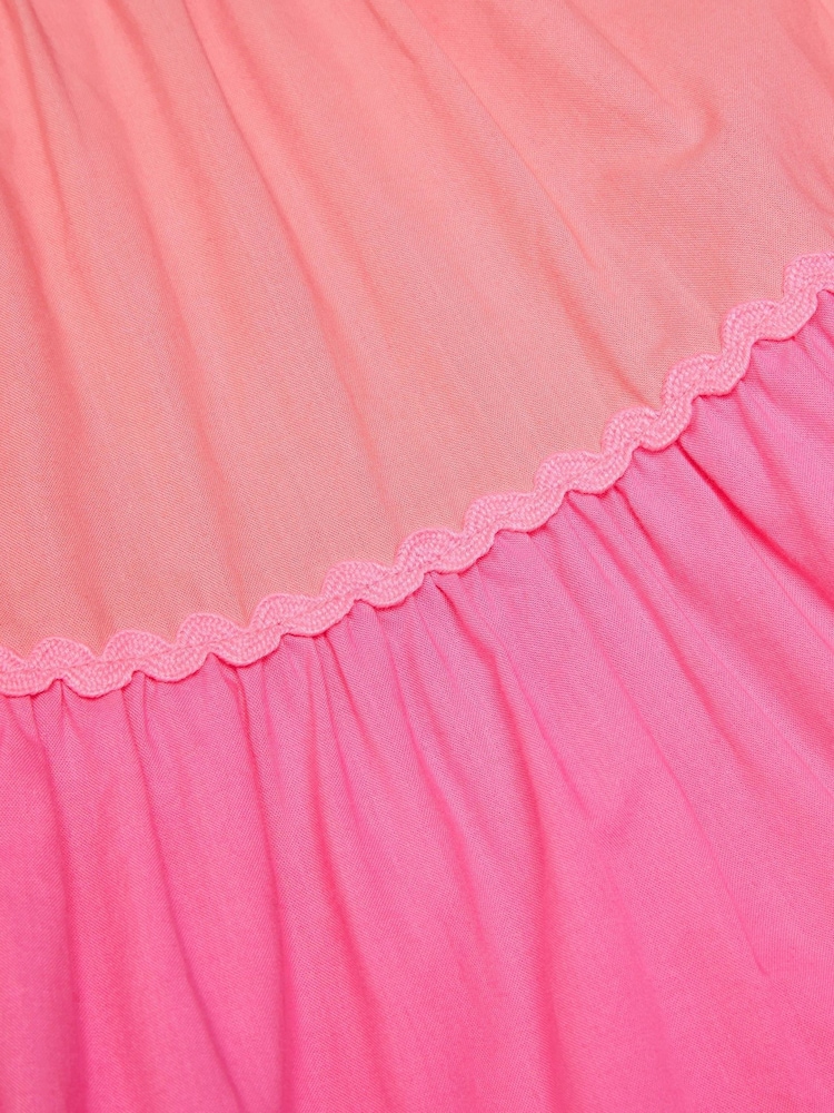 Monsoon Orange Smocked Strappy Colour Block 100% Cotton Dress - Image 3 of 3