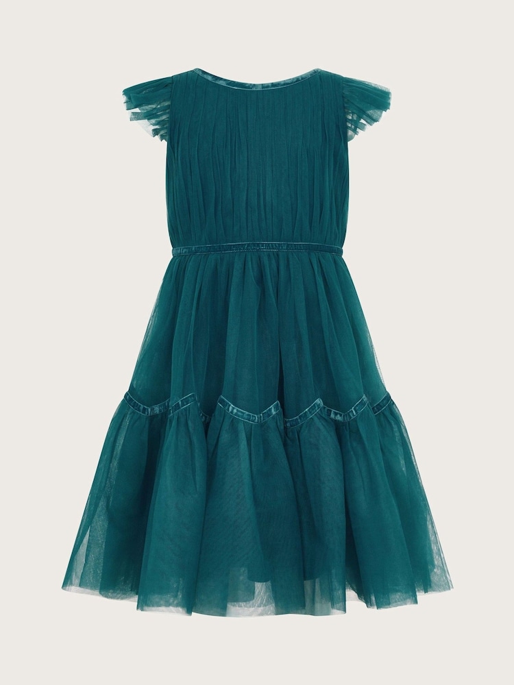 Monsoon Green Charlize Flutter Sleeve Tulle Dress - Image 1 of 3