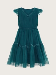Monsoon Green Charlize Flutter Sleeve Tulle Dress - Image 2 of 3