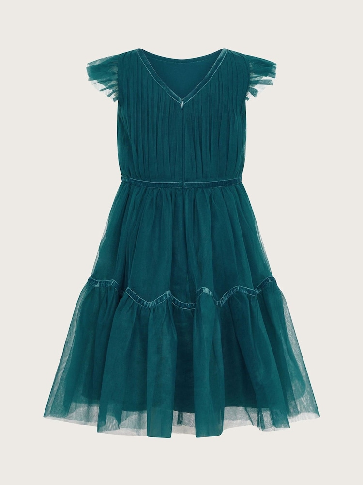 Monsoon Green Charlize Flutter Sleeve Tulle Dress - Image 2 of 3